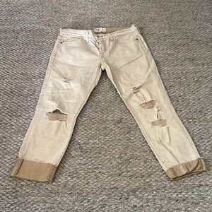 Current/Elliott Tan Distressed Boyfriend Jeans